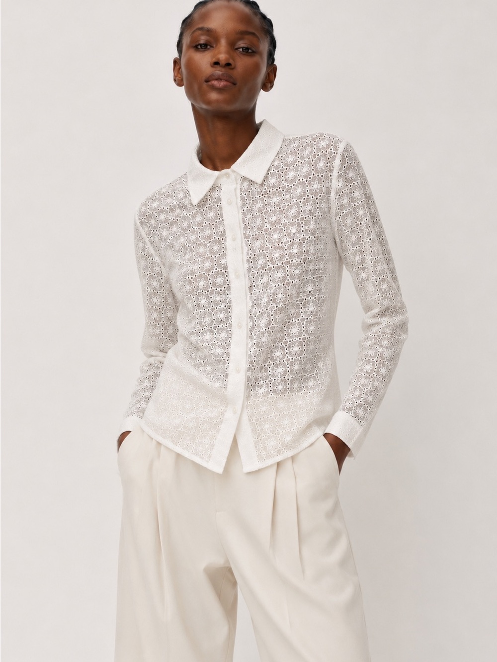 Zara Eyelet Lace Style Top
